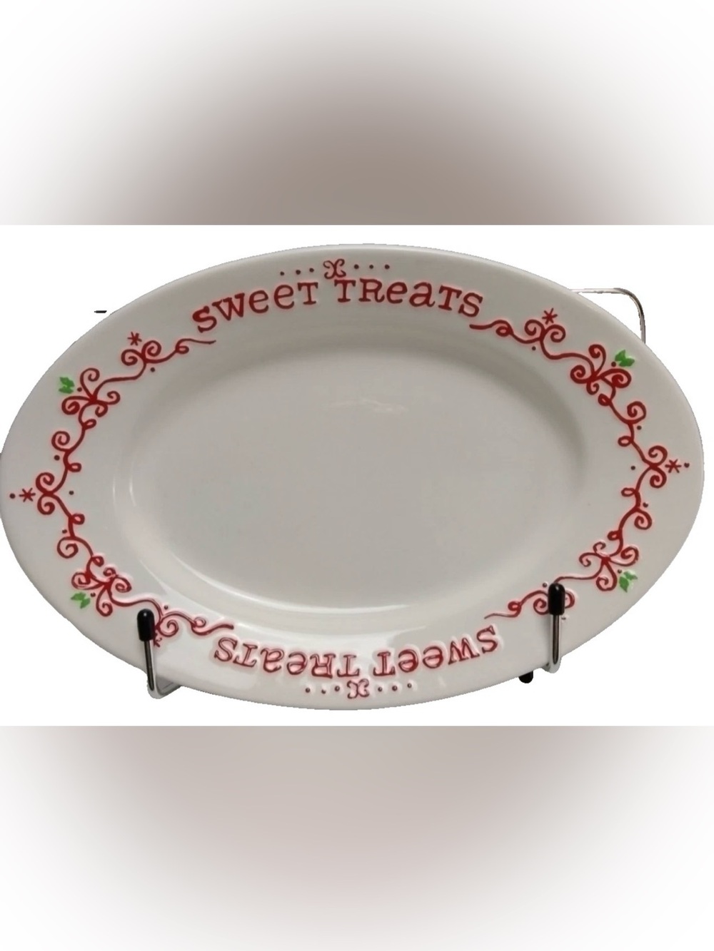 Hallmark White Red 'Sweet Treats' Christmas Holiday Decorative Plate 10 1/2 X 7